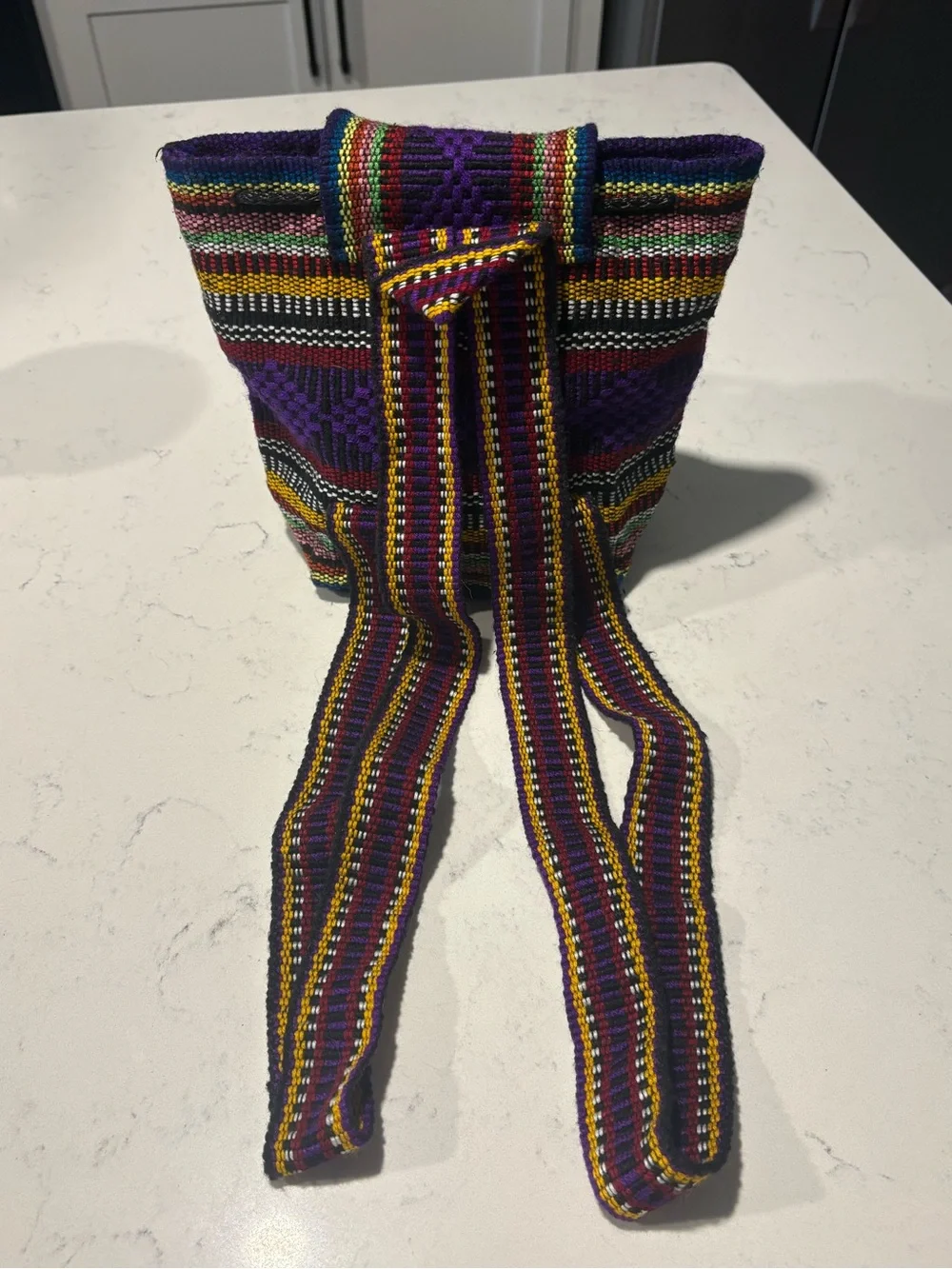 PINZON Mexican Purple Backpack with Multicolor Stripes